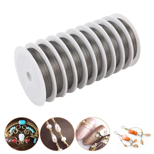 JCAKES Schmuckdraht,250m 0.3mm Tail Perlendraht,Basteldraht Dünn,DIY Drähte,Basteldraht Schmuckdraht Schmuck Faden für Basteln und Schmuck Herstellung(10Rolle 25M) von JCAKES