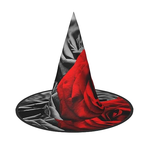 JCAKES Schwarz-weiße und rote Rosen, Halloween-Hut mit spitzem Hut, Halloween-Hut von JCAKES