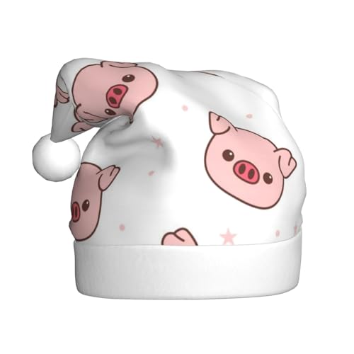 JCAKES Weihnachtsmannmütze für Erwachsene Plüsch personalisierte Weihnachtsmütze Neujahr Weihnachtsfeier - Schwein von JCAKES