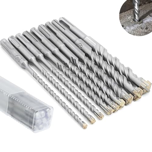 SDS PLUS Hammerbohrer Set, SDS Bohrer Set 9tlg 5 6 6 8 8 10 12 14 16 x 160 mm, Doppelwendel Steinbohrer Betonbohrer,Für Werkzeuge zum Bohren von Beton, Stein, Holz, Ziegel, Fliesen SDS PLUS Hammerbohrer Set, SDS Bohrer Set 9tlg 5 6 6 8 8 10 12 14 16 x 160 mm, Doppelwendel Steinbohrer Betonbohrer,Für Werkzeuge zum Bohren von Beton, Stein, Holz, Ziegel, Fliesen von JCAKES