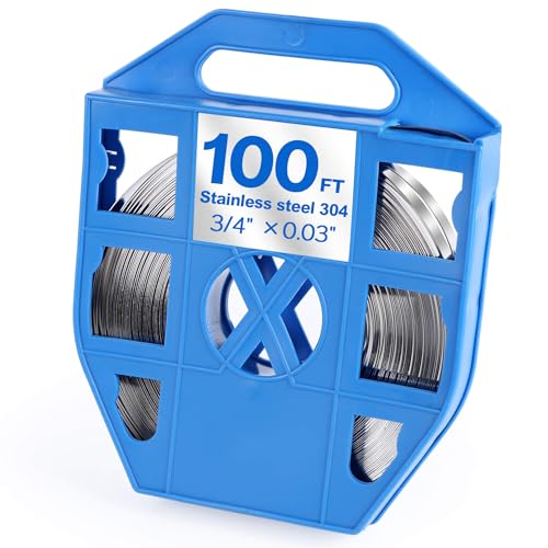 Edelstahl-Umreifungsbandrolle – 3/4 Zoll B x 0,03 Zoll H x 100 Fuß Stahl-Umreifungsspule, tragbarer, starker Kabelbinder aus Edelstahl S304 für schwere Lasten, Umreifungsverpackung für Metallpakete Edelstahl-Umreifungsbandrolle – 3/4 Zoll B x 0,03 Zoll H x 100 Fuß Stahl-Umreifungsspule, tragbarer, starker Kabelbinder aus Edelstahl S304 für schwere Lasten, Umreifungsverpackung für Metallpakete von JCBMGDBKH