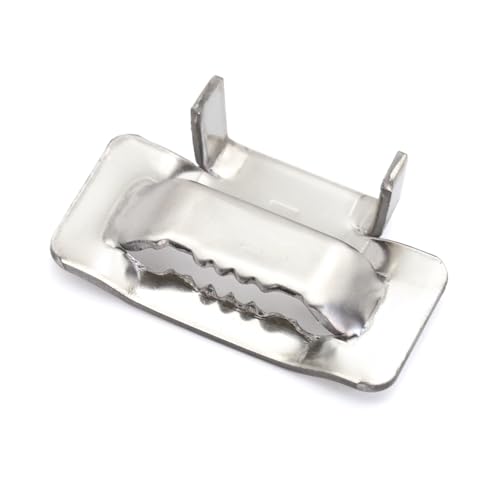 JCBMGDBKH Edelstahl-Ohrschnallen 1/2", robuste Bandschnallen für Metallbänder oder Stahlbänder | 12 mm | 100er-Pack von JCBMGDBKH