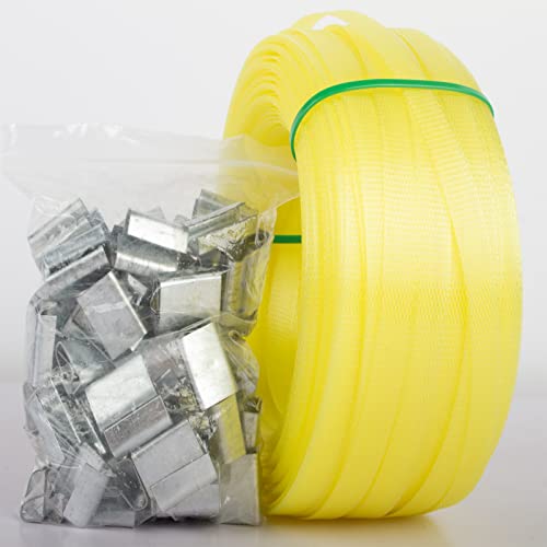 JCBMGDBKH Umreifungsband 13 mm x 100 Meter mit 100 Stück Umreifungsverschlüssen, Polypropylen-Kordel-Umreifungsset für Verpackungen JCBMGDBKH Umreifungsband 13 mm x 100 Meter mit 100 Stück Umreifungsverschlüssen, Polypropylen-Kordel-Umreifungsset für Verpackungen von JCBMGDBKH