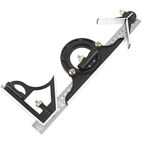 JCBMGDBKH Verstellbarer Kombinationswinkelmesser, 300 mm Zoll/metrisches Füllstandsmessset, 180 ° Edelstahl-Winkellineal für Maschinisten von JCBMGDBKH