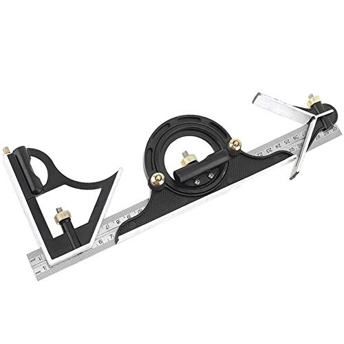JCBMGDBKH Verstellbarer Kombinationswinkelmesser, verschiebbarer Winkelmesser, 12-Zoll-Messset aus Stahl, Präzisions-Winkellineal für Ingenieure und Tischler (schwarz) von JCBMGDBKH