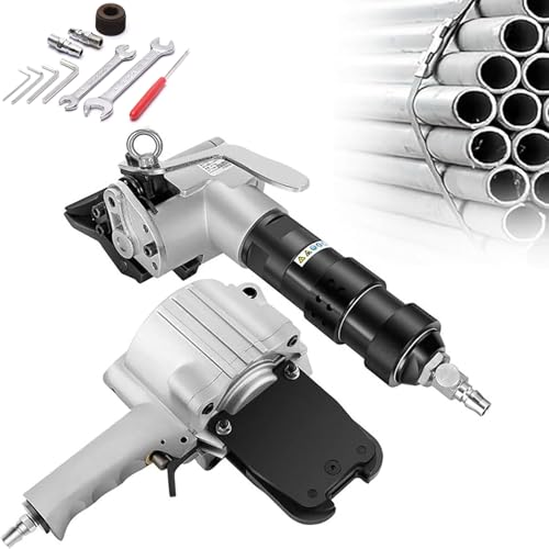 Pneumatische Stahl-Umreifungsmaschine, Hochleistungs-Kombinations-Split-Banding-Werkzeug mit Spanner und Schneide-/Versiegelungsgerät, Kompatibel mit 19/25/32 mm breiten Stahlbändern, zum Verpacken von JCBMGDBKH