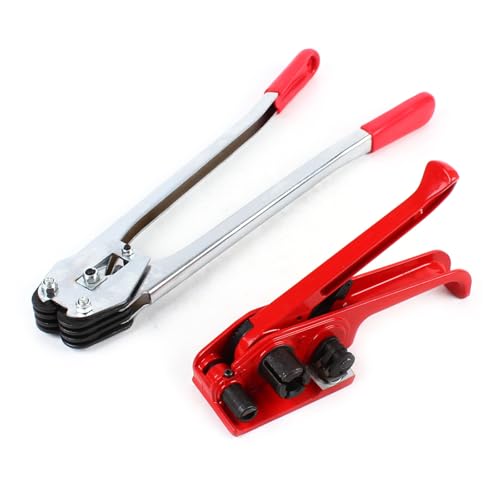 Umreifungsset für Palettenverpackungen, Riemen, Riemenspanner, Crimper, Versiegelungswerkzeug, Spanner und Verpackungsklemme, anwendbare Banddicke 0,6–1 mm, anwendbare Breite 13 mm, 16 cm, 19 mm von JCBMGDBKH