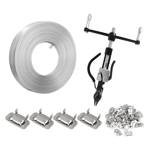 Umreifungsset für Stahlbänder – Umreifungswerkzeug für Metallbänder, Spanner und Schneider mit Schraubgewinde, 3/4 Zoll x 100 Fuß 304-Bandspule, 100 Stahlschnallen, hochfeste Hochleistungsverpackung Umreifungsset für Stahlbänder – Umreifungswerkzeug für Metallbänder, Spanner und Schneider mit Schraubgewinde, 3/4 Zoll x 100 Fuß 304-Bandspule, 100 Stahlschnallen, hochfeste Hochleistungsverpackung von JCBMGDBKH