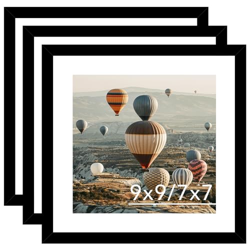 JCJMY Bilderrahmen mit Passepartout, 17,8 x 17,8 cm mit Passepartout oder 22,9 x 22,9 cm ohne Passepartout, Holz, quadratisch, 22,9 x 22,9 cm, Fotorahmen zum Aufhängen an der Wand oder Tischplatte, 3 JCJMY Bilderrahmen mit Passepartout, 17,8 x 17,8 cm mit Passepartout oder 22,9 x 22,9 cm ohne Passepartout, Holz, quadratisch, 22,9 x 22,9 cm, Fotorahmen zum Aufhängen an der Wand oder Tischplatte, 3 von JCJMY
