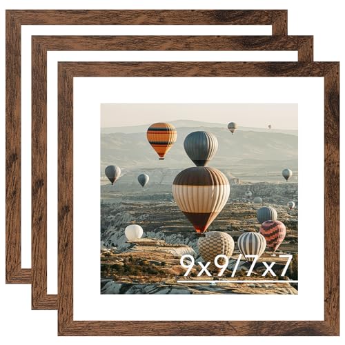 JCJMY Bilderrahmen mit Passepartout, 17,8 x 17,8 cm mit Passepartout oder 22,9 x 22,9 cm ohne Passepartout, Holz, quadratisch, 22,9 x 22,9 cm, für Wandbehang oder Tischplatte, 3 Stück, Dunkelbraun JCJMY Bilderrahmen mit Passepartout, 17,8 x 17,8 cm mit Passepartout oder 22,9 x 22,9 cm ohne Passepartout, Holz, quadratisch, 22,9 x 22,9 cm, für Wandbehang oder Tischplatte, 3 Stück, Dunkelbraun von JCJMY
