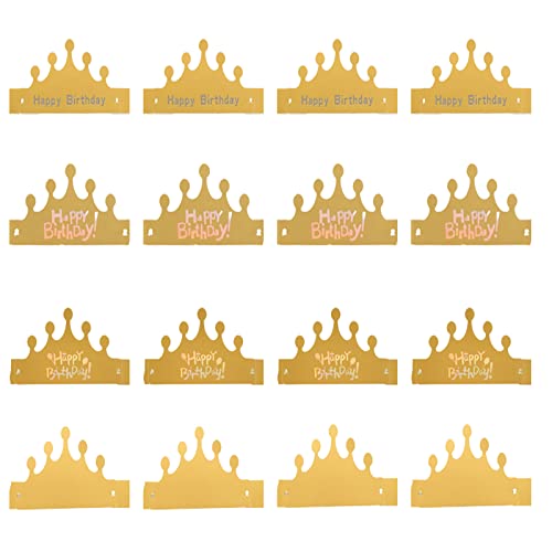 JCKD 16-Pack Papier Krone Gold Party Krone Papier König Hut (4 Optionen) passend für Parteien und Geburtstagsfeiern, universelle Geburtstagshut für Jungen, Mädchen, Kinder und Erwachsene von JCKD