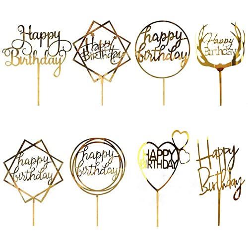 8 Pack Golden Happy Birthday Cake Top Hat, Acrilico Cupcake Top Hat, utilizzato per varie feste di compleanno, ragazze, ragazzi, compleanni, matrimoni, decorazioni della torta del padre e della madre von JCKD