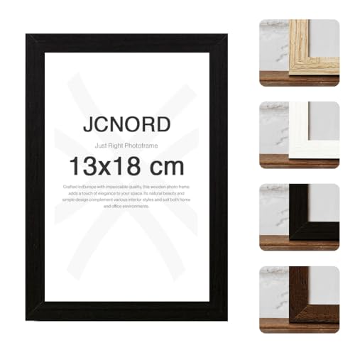 JCNORD Schwarzer MDF Holz Bilderrahmen 13x18 cm mit bruchsicherem Acrylglas | Moderner Fotorahmen für Wände und Tische JCNORD Schwarzer MDF Holz Bilderrahmen 13x18 cm mit bruchsicherem Acrylglas | Moderner Fotorahmen für Wände und Tische von JCNORD