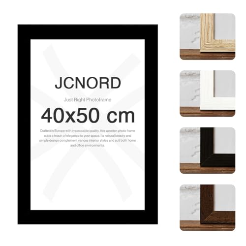 JCNORD Schwarzer MDF Holz Bilderrahmen 40x50 cm mit bruchsicherem Acrylglas | Moderner Fotorahmen für Wände und Tische von JCNORD