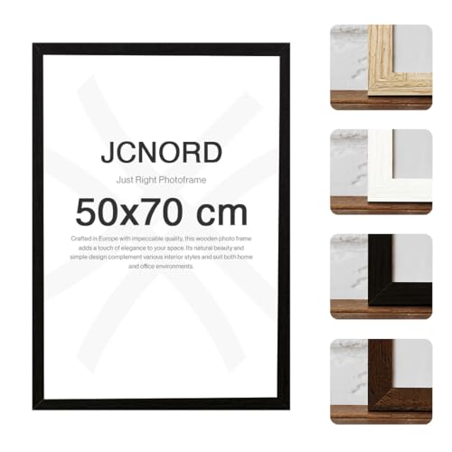 JCNORD Schwarzer MDF Holz Bilderrahmen 50x70 cm mit bruchsicherem Plexi-Glas | Moderner Fotorahmen für Wände und Tische von JCNORD