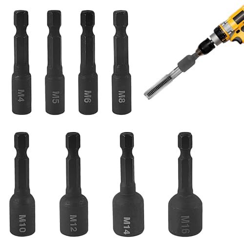8 Stück M4-M16 Bohrer Set, Gewindebohrer Stecknuss Adapter, 1/4 Zoll Metallbohrer Set Profi, Gewindebohrer-Steckschlüsselsatz für Bohrmaschine, für Die Autoreparatur 8 Stück M4-M16 Bohrer Set, Gewindebohrer Stecknuss Adapter, 1/4 Zoll Metallbohrer Set Profi, Gewindebohrer-Steckschlüsselsatz für Bohrmaschine, für Die Autoreparatur von JCRWXP