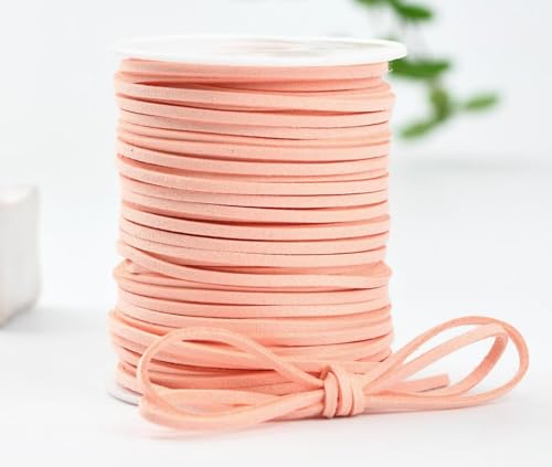 45 m / Rolle Kunstwildlederkordel, 3 mm flache Wildlederschnur, Kunstlederkordel, Wildlederkordel, zur Schmuckherstellung, Halsketten (Rosa) von JCSY