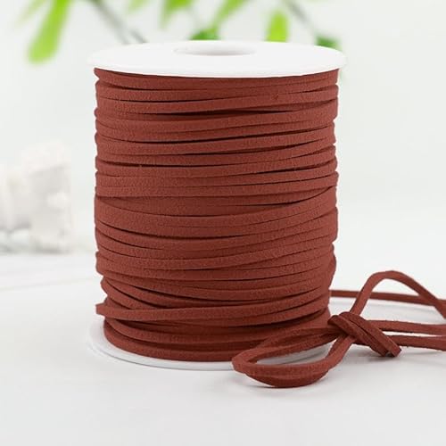 45 m / Rolle Kunstwildlederkordel, 3 mm flache Wildlederschnur, Kunstlederkordel, für Schmuckherstellung, Halsketten, Armbänder, Blumenstrauß, Schleife (Weinrot) von JCSY