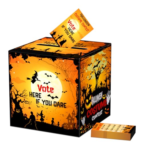 JCTHKUKU Halloween Kostüm Wettbewerb Wahlurne mit 50 Wahlurnen - Party Abstimmungsbox für Kostümwettbewerb Spiele von JCTHKUKU