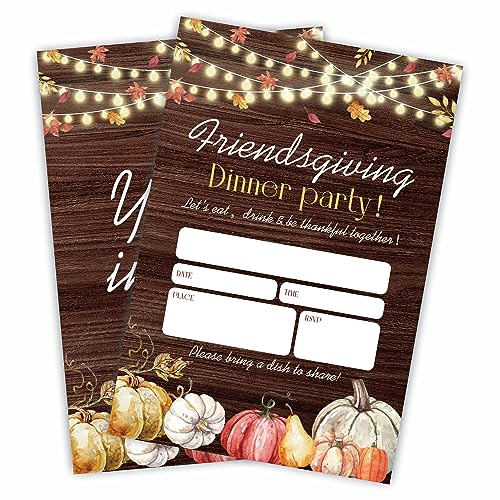 JCVUK Friendsgiving Dinner-Party-Einladungskarten, rustikaler Kürbis und Licht, 20 Einladungen mit Umschlägen, zum Ausfüllen von Stileinladungen, Erntedankfest, Dekorationen und Zubehör – 10 JCVUK Friendsgiving Dinner-Party-Einladungskarten, rustikaler Kürbis und Licht, 20 Einladungen mit Umschlägen, zum Ausfüllen von Stileinladungen, Erntedankfest, Dekorationen und Zubehör – 10 von JCVUK