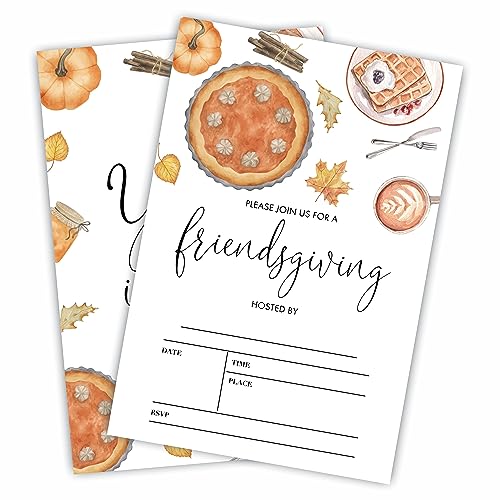 JCVUK Friendsgiving Party-Einladungskarten, Kürbiskuchen und Waffeln, 20 Einladungen mit Umschlägen, zum Ausfüllen von Stileinladungen, Erntedankfest, Dekorationen und Zubehör – 12 JCVUK Friendsgiving Party-Einladungskarten, Kürbiskuchen und Waffeln, 20 Einladungen mit Umschlägen, zum Ausfüllen von Stileinladungen, Erntedankfest, Dekorationen und Zubehör – 12 von JCVUK