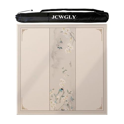 JCWGLY Leise Tischdecke, Mahjong-Matte Für Tische, rutschfeste Und Verschleißfeste Tischdecke Mit Tragetasche, Familienparty-Poker-Kartenbrettspielmatte(Beige 1,85cm/33.46in) von JCWGLY