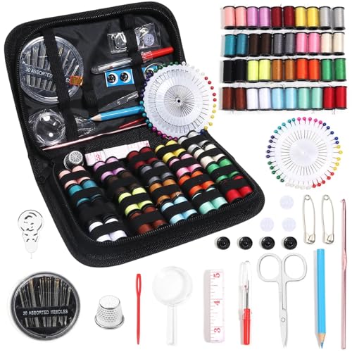 JCXIOC Reise-Nähset 1 Set Komplettes Nähset mit Fäden, Nadeln, Scheren, Maßbändern und Knöpfen, tragbar, for unterwegs, DIY-Stickerei, Handarbeit, Nähwerkzeug-Set für Hause Reise Camping(128pcs) JCXIOC Reise-Nähset 1 Set Komplettes Nähset mit Fäden, Nadeln, Scheren, Maßbändern und Knöpfen, tragbar, for unterwegs, DIY-Stickerei, Handarbeit, Nähwerkzeug-Set für Hause Reise Camping(128pcs) von JCXIOC