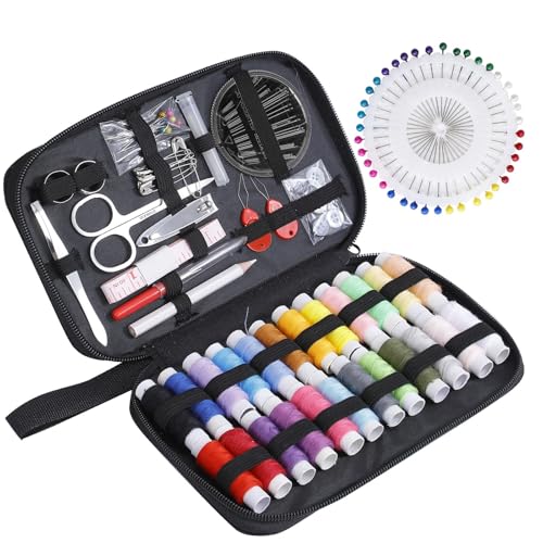 JCXIOC Reise-Nähset 1 Set Nähsets, Multifunktions-Nähkasten-Set for Handquilten, Stickgarn, Nähzubehör, Nähwerkzeug-Sets für Hause Reise Camping(130Pcs) von JCXIOC