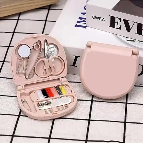 JCXIOC Reise-Nähset Multifunktions-Nähsets Tasche DIY Nähwerkzeuge Box Set for Hand Quilten Nähen Stickgarn Nähzubehör für Hause Reise Camping(Small pink Set) von JCXIOC
