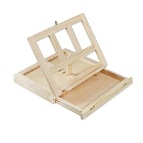 Malkasten Skizzieren Tragbare Holzstaffelei Malstaffelei Künstler-Schreibtisch Staffelei Tragbare Miniatur-Schreibtisch Klappstaffelei Tischbox Ölfarbe Zubehör Kunstbedarf (solider Stil) von JCXIOC