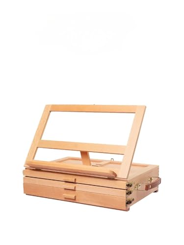 Tragbare Malbox mit Zeichenbrett Desktop-Staffelei Ölgemälde Box zusammenklappbar Halterung Holz Display Stand Board liefert(Color 1) von JCXIOC