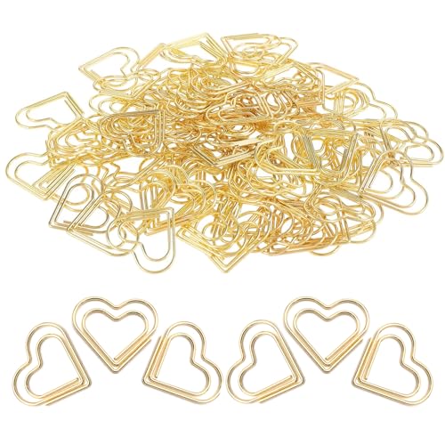 JDBlissful Herz Gold Büroklammern, 60 Stk, Metall, Gold, Dekorative Herzförmige Büroklammern von JDBlissful
