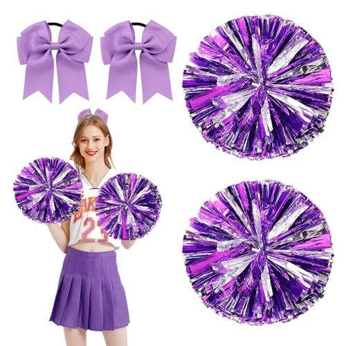 JDCMEI 2 Stück Cheerleader Pompons, Sport Pompons Cheers Ball Pompoms, Metallfolie Cheerleading Pom Poms, Cheerleader Pompons Handblumen mit 2 Cheer Schleife für Tanzparty Sport Wettbewerb Team Geist JDCMEI 2 Stück Cheerleader Pompons, Sport Pompons Cheers Ball Pompoms, Metallfolie Cheerleading Pom Poms, Cheerleader Pompons Handblumen mit 2 Cheer Schleife für Tanzparty Sport Wettbewerb Team Geist von JDCMEI