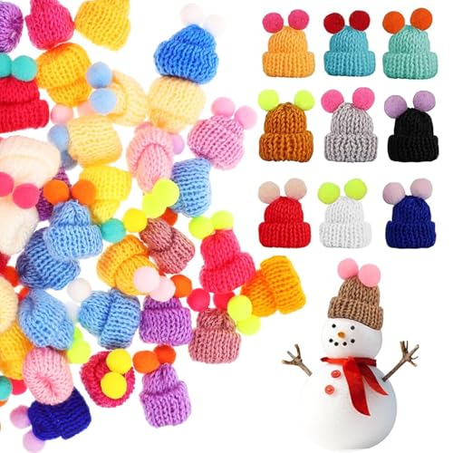 JDCMEI 30 Stück Mini Strickmützen Weihnachtsmütze Mini Wollmütze Puppen Hut Miniatur Basteln Plüschhut Weinflasche Topper Hut für DIY Basteln Kunsthandwerk Weihnachtsschmuck Weihnachtsgeschenke von JDCMEI