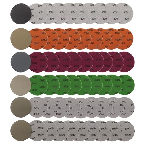 JDCMEI Schleifpapier 75mm Klett, 60 Stück Schleifpad Rund Klett Körnung 800/1000/2000/3000/4000/5000 sortiert Grits Nasse Trockene Schleifscheiben Exzenterschleifer Schleifpapier für Auto Metall Holz JDCMEI Schleifpapier 75mm Klett, 60 Stück Schleifpad Rund Klett Körnung 800/1000/2000/3000/4000/5000 sortiert Grits Nasse Trockene Schleifscheiben Exzenterschleifer Schleifpapier für Auto Metall Holz von JDCMEI