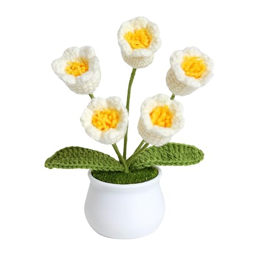 JDEFARF Gehäkelte Glöckchen-Orchideenblüten, Handgefertigte Gestrickte Orchideenblüten, Gehäkelte Künstliche Ewige Blume, Kleine Topf-Häkelblume Als Geschenk für Zuhause und Küche(5 Blütenweiß) JDEFARF Gehäkelte Glöckchen-Orchideenblüten, Handgefertigte Gestrickte Orchideenblüten, Gehäkelte Künstliche Ewige Blume, Kleine Topf-Häkelblume Als Geschenk für Zuhause und Küche(5 Blütenweiß) von JDEFARF