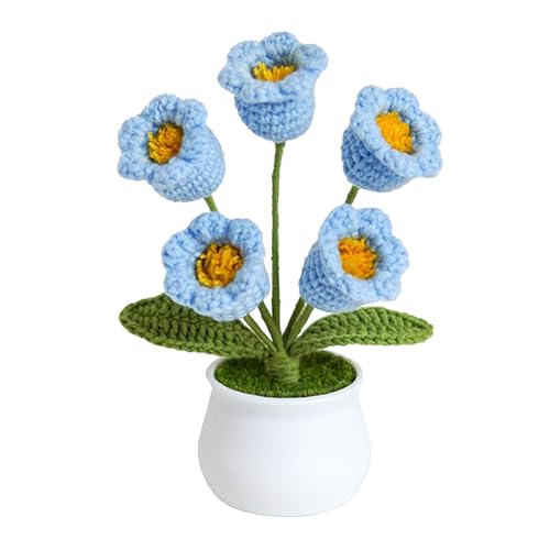JDEFARF Gehäkelte Glöckchen-Orchideenblüten, Handgefertigte Gestrickte Orchideenblüten, Gehäkelte Künstliche Ewige Blume, Kleine Topf-Häkelblume Als Geschenk für Zuhause und Küche(5 Blumenblau) JDEFARF Gehäkelte Glöckchen-Orchideenblüten, Handgefertigte Gestrickte Orchideenblüten, Gehäkelte Künstliche Ewige Blume, Kleine Topf-Häkelblume Als Geschenk für Zuhause und Küche(5 Blumenblau) von JDEFARF