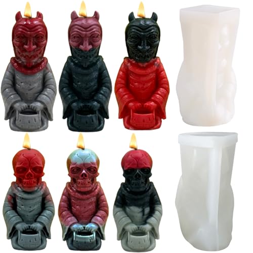 DIY Totenkopf Epoxidharz Formen,3D Epoxidharz Silikonform,Halloween Schädel Silikonform,DIY Handwerk, handgefertigte Aromatherapie, Kerzenputz, Ornamente kerzen selber machen set mit formen von JDH Silicone