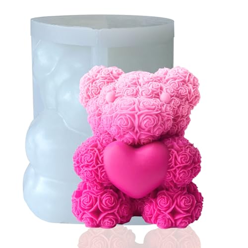 rosenbär Silikon formen zum gießen Kerzen Silikonform,Gießformen,DIY formen bär für kerzen für selbstgemachte Seifen,Geschenke zum Valentinstag,Geburtstagsgeschenke von JDH Silicone