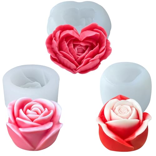 3D Blumen Silikonformen, Kerzenform, Gießformen, 3 Stück DIY-kerze silikonformen gießformen Kerzenformen für selbstgemachte Seifen, Geschenke zum Valentinstag, Geburtstagsgeschenke von JDH Silicone