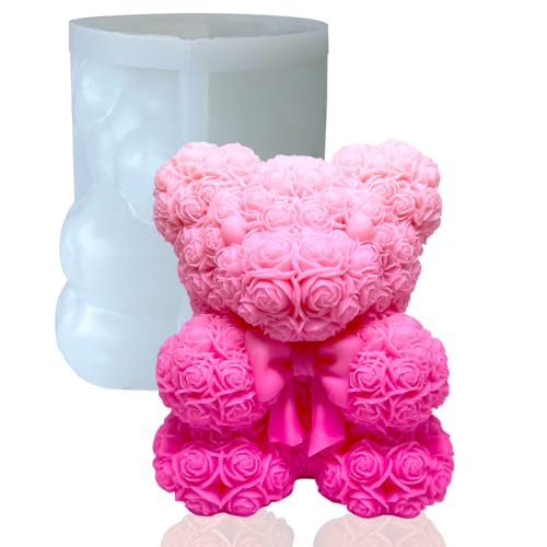 Rosenbär silikonform silikonformen gießformen kerzen formen 3D bär für kerzen Valentinstag Geburtstagsgeschenk Pralinen Fondant-Kuchendekoration Rosenbär silikonform silikonformen gießformen kerzen formen 3D bär für kerzen Valentinstag Geburtstagsgeschenk Pralinen Fondant-Kuchendekoration von JDH Silicone