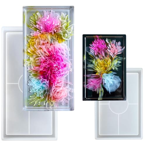 Silikonharz-Tablett-Formen, langlebige Silikon-Untersetzer-Formen, rechteckige Harzformen, Epoxidharz, Beton für DIY-Schmuck, Schmuckschale, Geschenke, Heimdekoration, Handwerk, 2 Stück von JDH Silicone