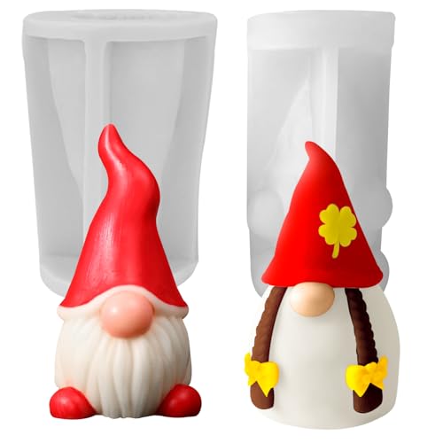 Weihnachtsmann Kerzenformen 2 Stück Weihnachtsmann Kerzengießform Weihnachtsmann Silikonform DIY Weihnachtswichtel Silikon Form Für DIY Seife, Wachs, Kerzen, Aromasteinen, Schlüsselanhänger von JDH Silicone