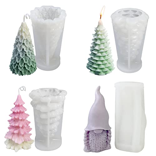 Weihnachts-Silikonformen, DIY-Kerzenform für Aromatherapie, handgefertigte Seife, Wachs, Gips, Polymerton und Epoxidharz, Weihnachtsseife, Silikonformen, 3D-Set (4 Stück) von JDH Silicone