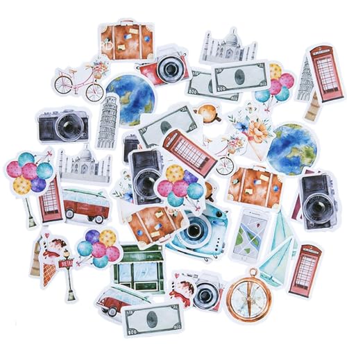 JDNFKG 92 Mini-Reiseaufkleber, Tagebuch-Dekorationsaufkleber, Kreative Graffiti-Aufkleber, Geeignet Für Notizbücher Und Koffer. von JDNFKG