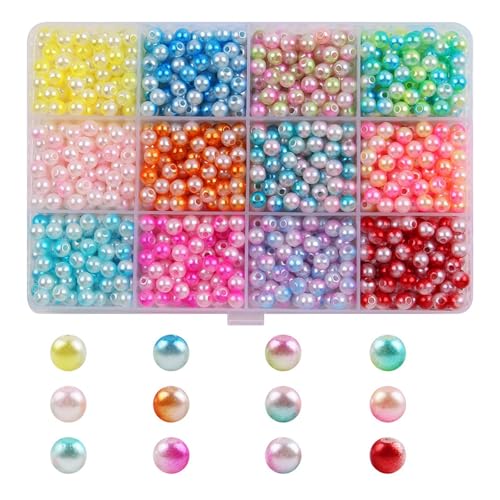 1200 farbige Perlen für Bastelarbeiten, Dekoration, 6 mm, Kunstperlen, ABS-Perlen für Bastelarbeiten, Schmuckherstellung, Brautkleid 1200 farbige Perlen für Bastelarbeiten, Dekoration, 6 mm, Kunstperlen, ABS-Perlen für Bastelarbeiten, Schmuckherstellung, Brautkleid von JDNH