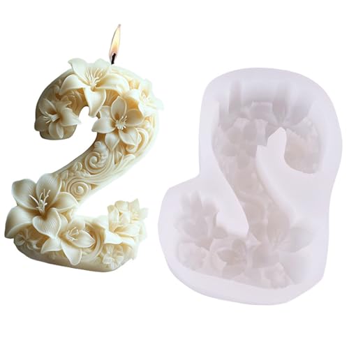 JDNH Silikonformen mit 3D-Blumen-Zahlen, für Epoxidharz, Kerzen, Seife, Heimdekoration, Gips-Silikonformen von JDNH