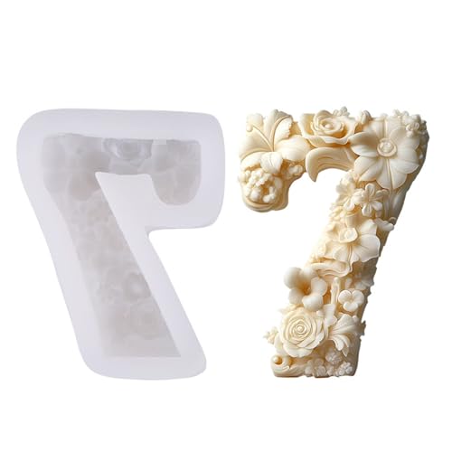 JDNH Silikonformen mit 3D-Blumen-Zahlen, für Epoxidharz, Kerzen, Seife, Heimdekoration, Gips-Silikonformen von JDNH