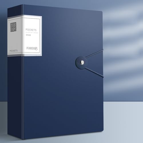 Aktenordner – 100 Taschen, robuster A4-Brief-Organizer, wasserabweisende Kunststoff-Trennblätter, Zuhause/Büro/Schule, Dokumentenhalter (Dunkelblau) von JDSI