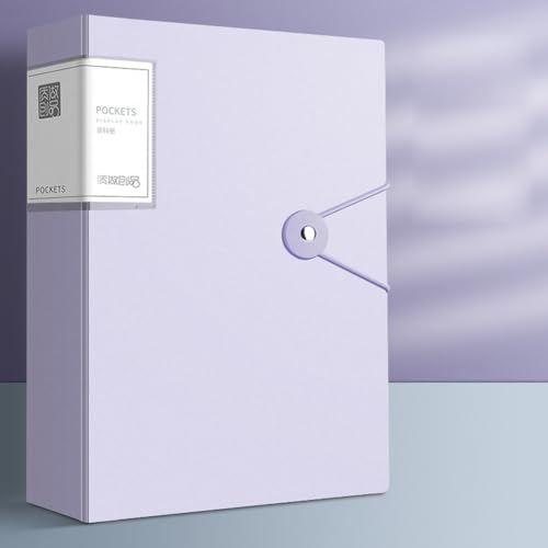 Aktenordner – 100 Taschen, robuster A4-Brief-Organizer, wasserfeste Kunststoff-Trennblätter, Zuhause/Büro/Schule, Dokumentenhalter (lila) von JDSI